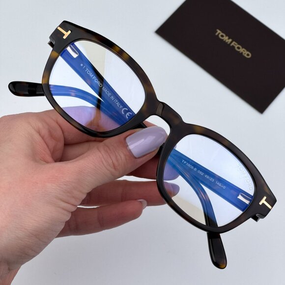 Tom Ford Men BRAND NEW Eyeglasses Havana Blue Light Block Square FT5808 052 - Picture 3 of 10